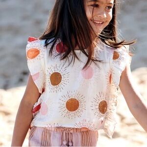 Pink Chicken Cotton Gauze Ingrid Top, 3Y